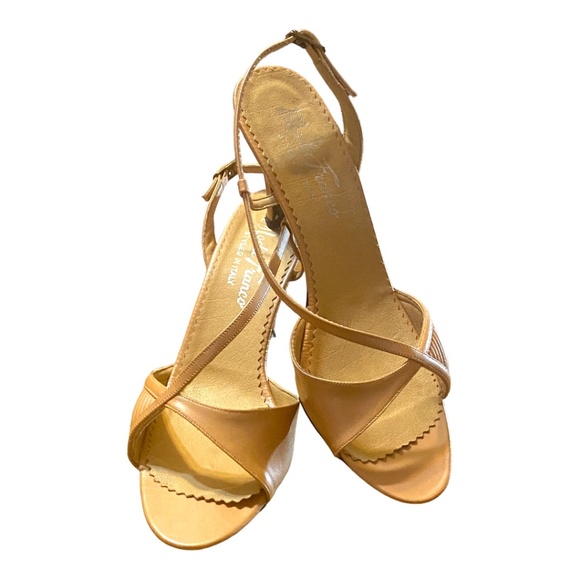 Vintage Moda Franco peach leather sling back heels. Sz 8.5 - Picture 4 of 16